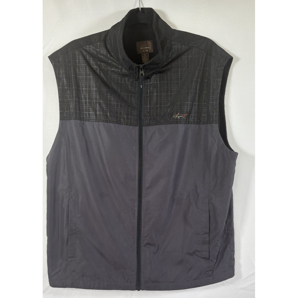 Greg Norman golf vest size L full zip black polyester fleeced lined